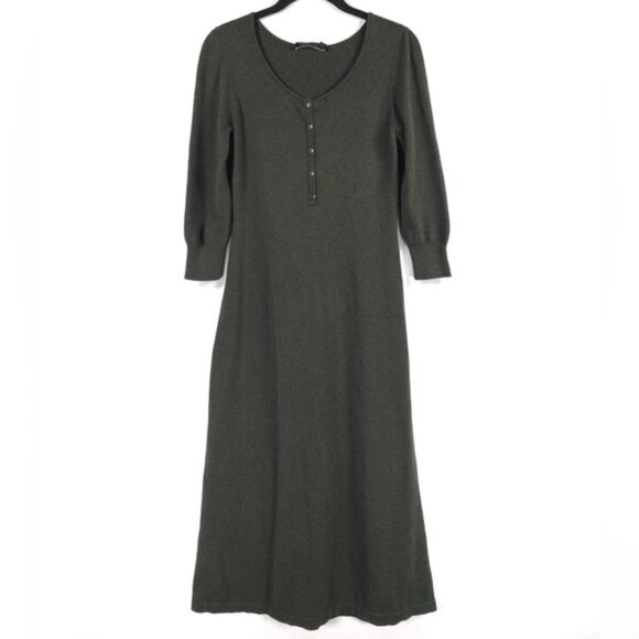 PERUVIAN CONNECTION‎ 100% PIMA COTTON PERU  1/4 Button Knit Maxi Dress Size SP - Picture 3 of 12